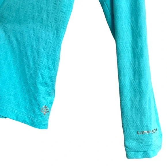 Coolibar Men's Arobello Long Sleeve Golf Polo size XL in Aruba Blue - Picture 7 of 10